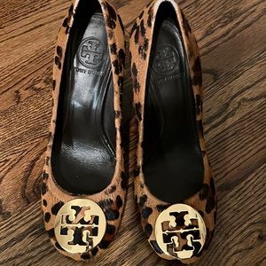 Tori Burch Wedged Leopard Mohair Heels